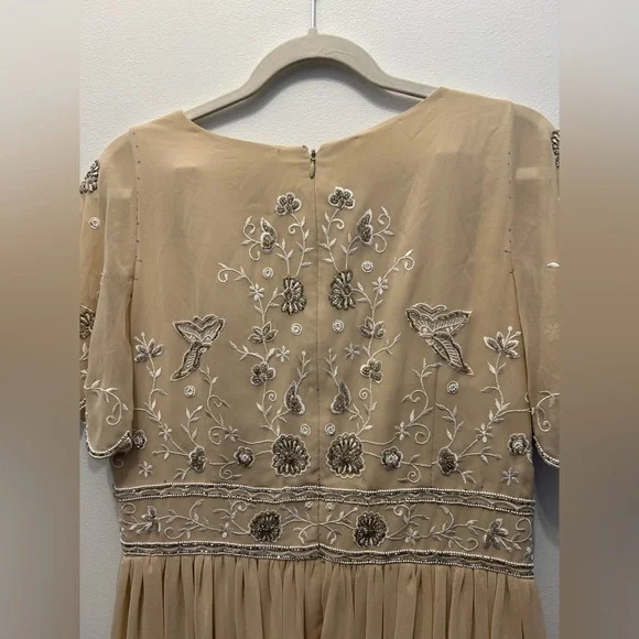 Anthropologie Beige Floral Embroidered Dress - Picture 11 of 11